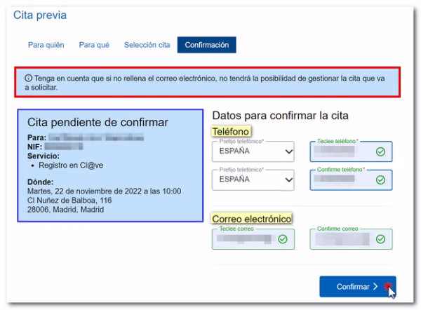 datos de contacto
