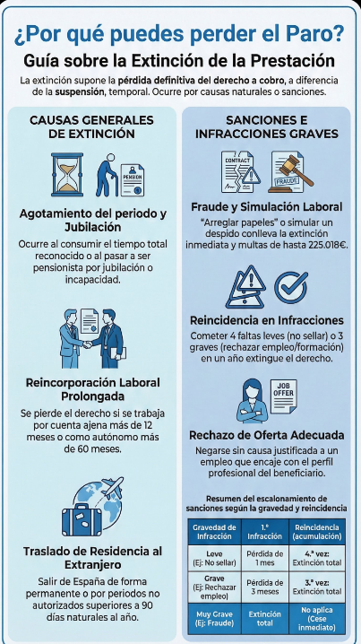 INFOGRAFIA sobre las causas por las que se puede perder el paro