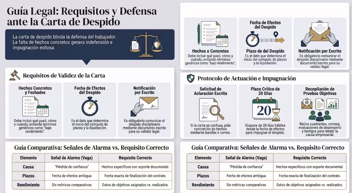 infografia sobre los requisitos de la carta de despido en españa