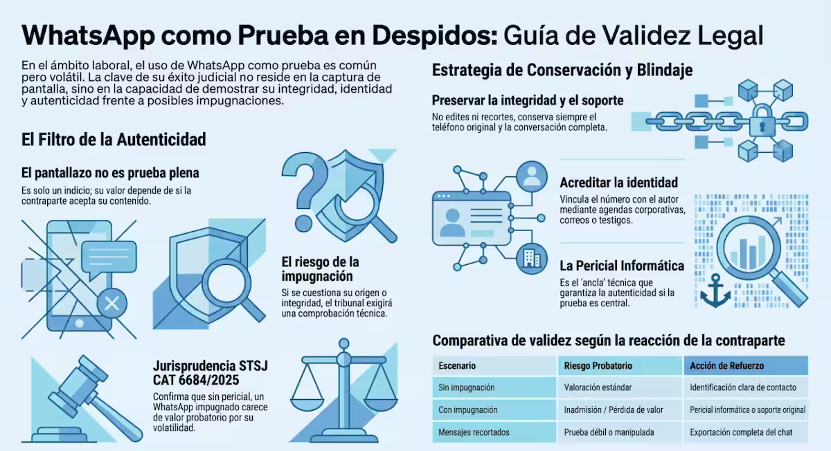 infografía de guía para usar el whatsapp como prueba