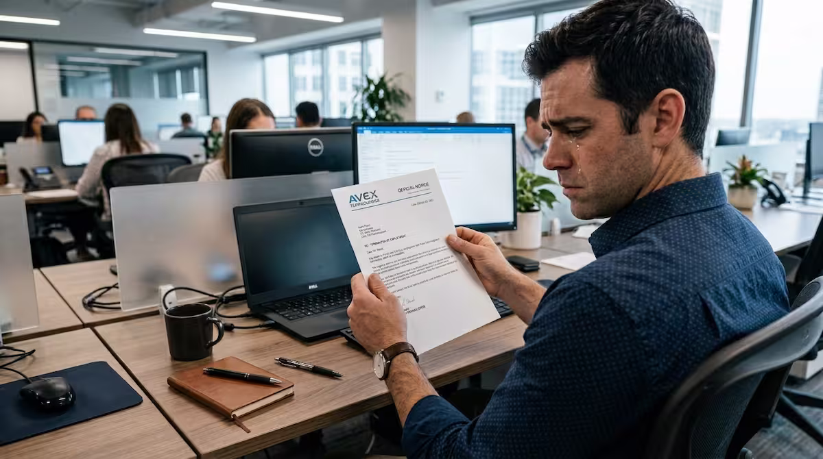trabajador leyendo carta de despido