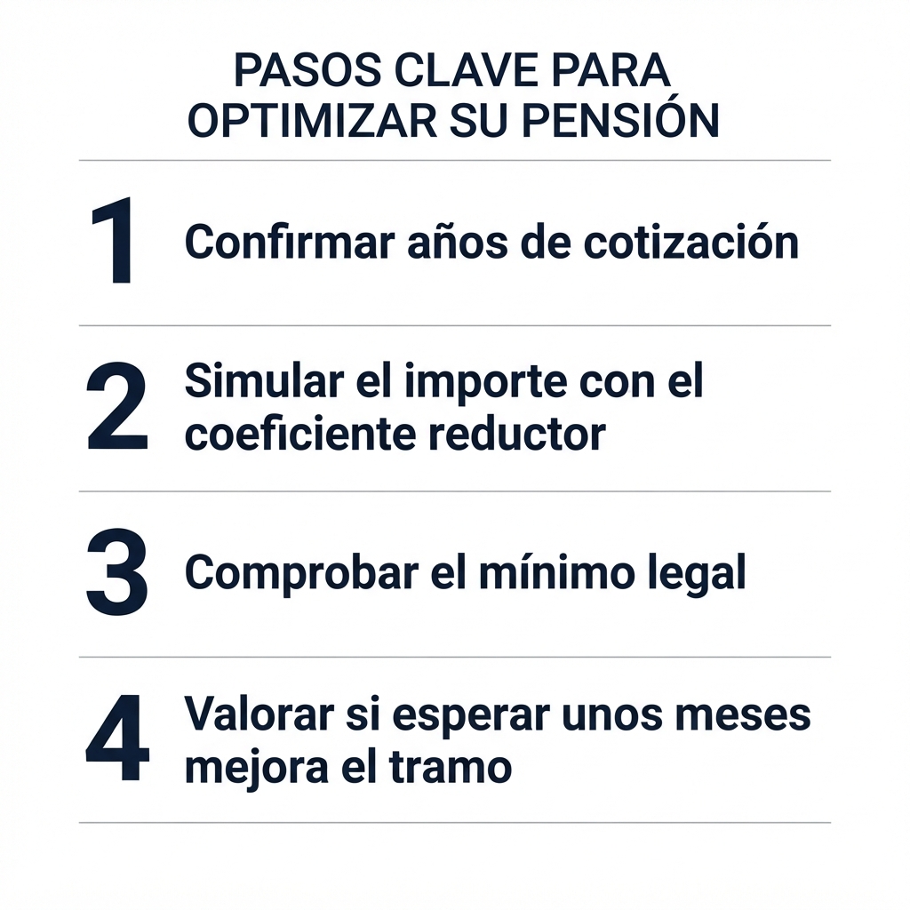 Checklist antes de decidir la jubilación anticipada, confirmar años, simular, comprobar mínimo y valorar tramo