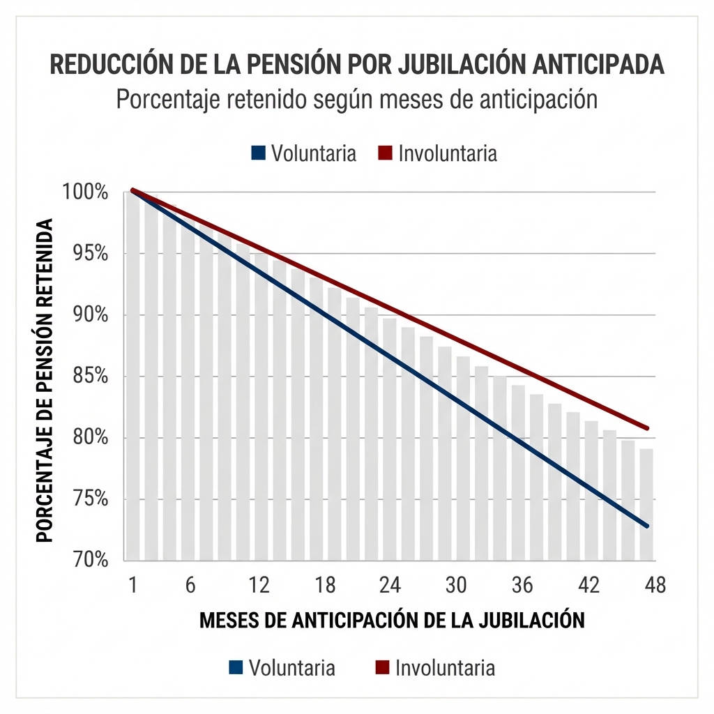 Escala de coeficientes reductores según meses de adelanto, voluntaria e involuntaria