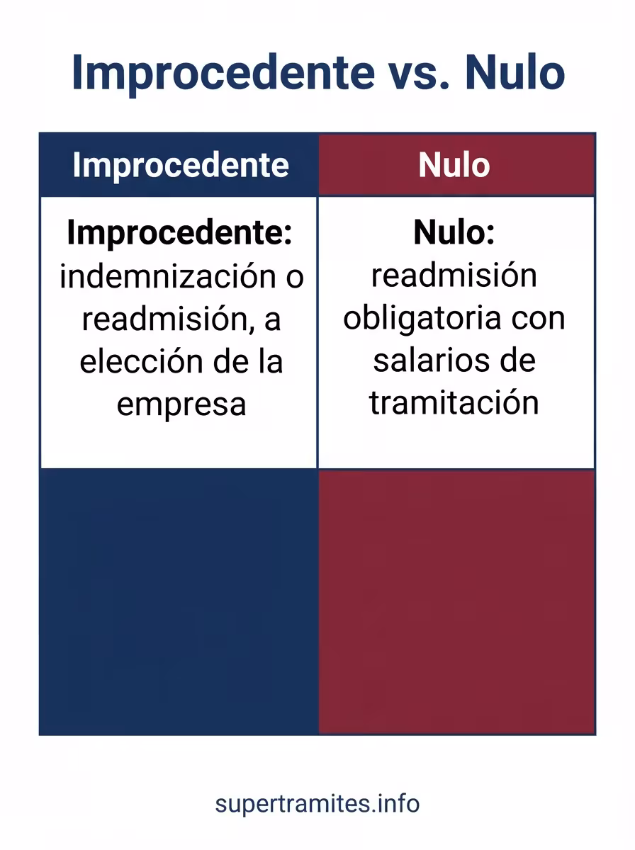 comparativa despido improcedente vs nulo