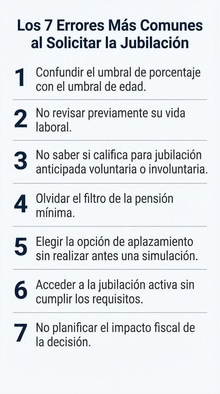 errores mas comunes al solicitar la jubilación