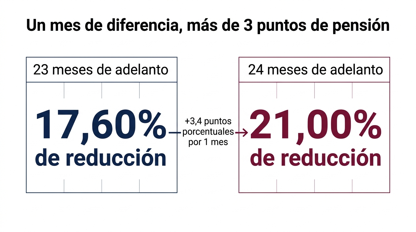 El salto de coeficiente entre 23 y 24 meses de adelanto