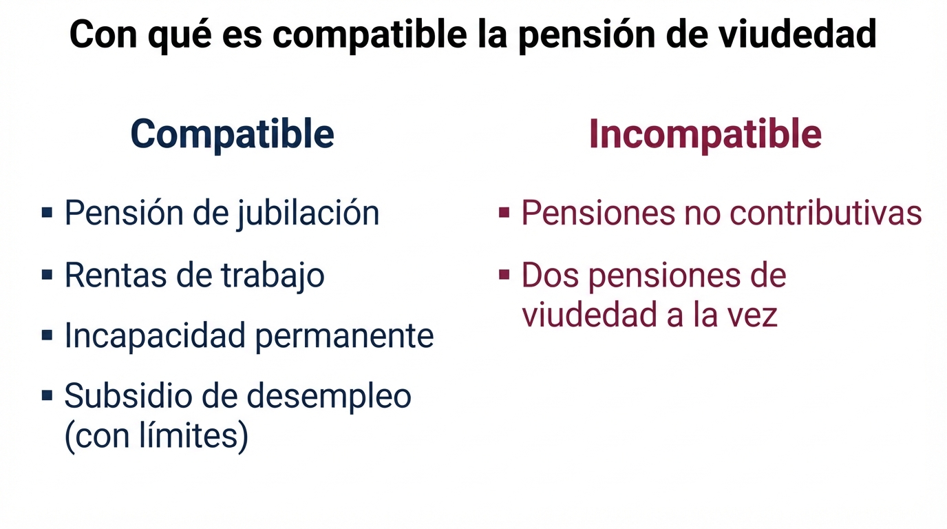 Infografía 2 — Compatible / incompatible con la pensión de viudedad