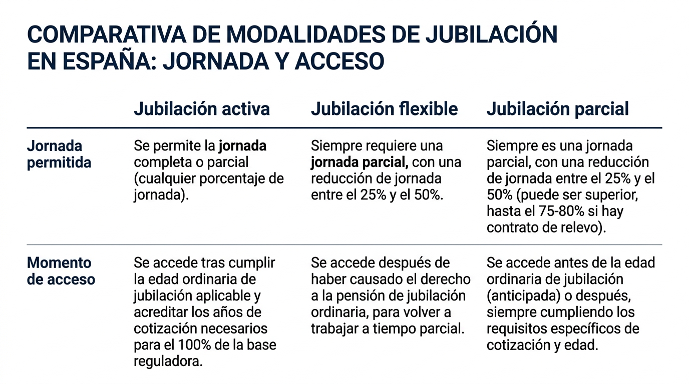 Jubilación activa vs. flexible vs. parcial