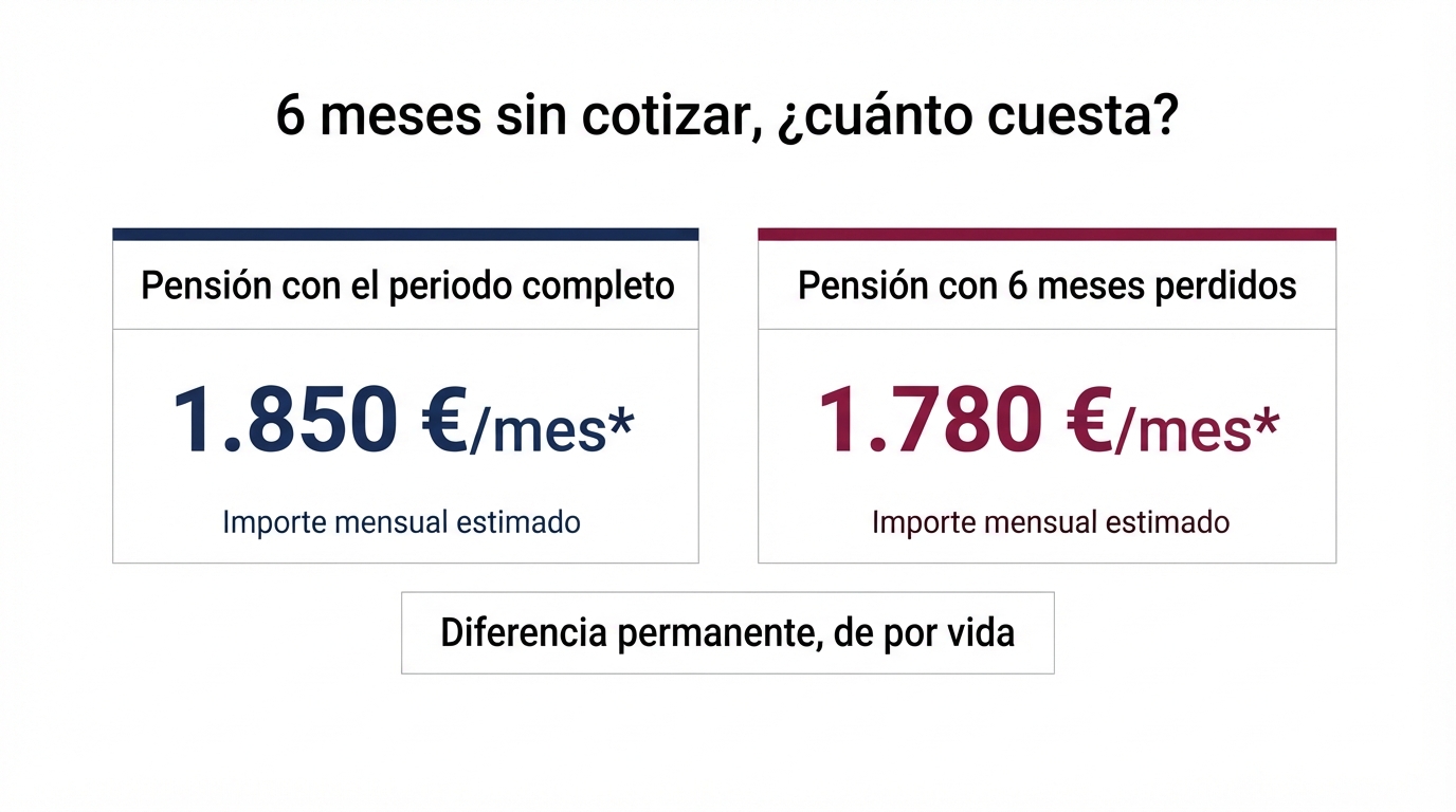 Impacto en euros de 6 meses sin cotizar